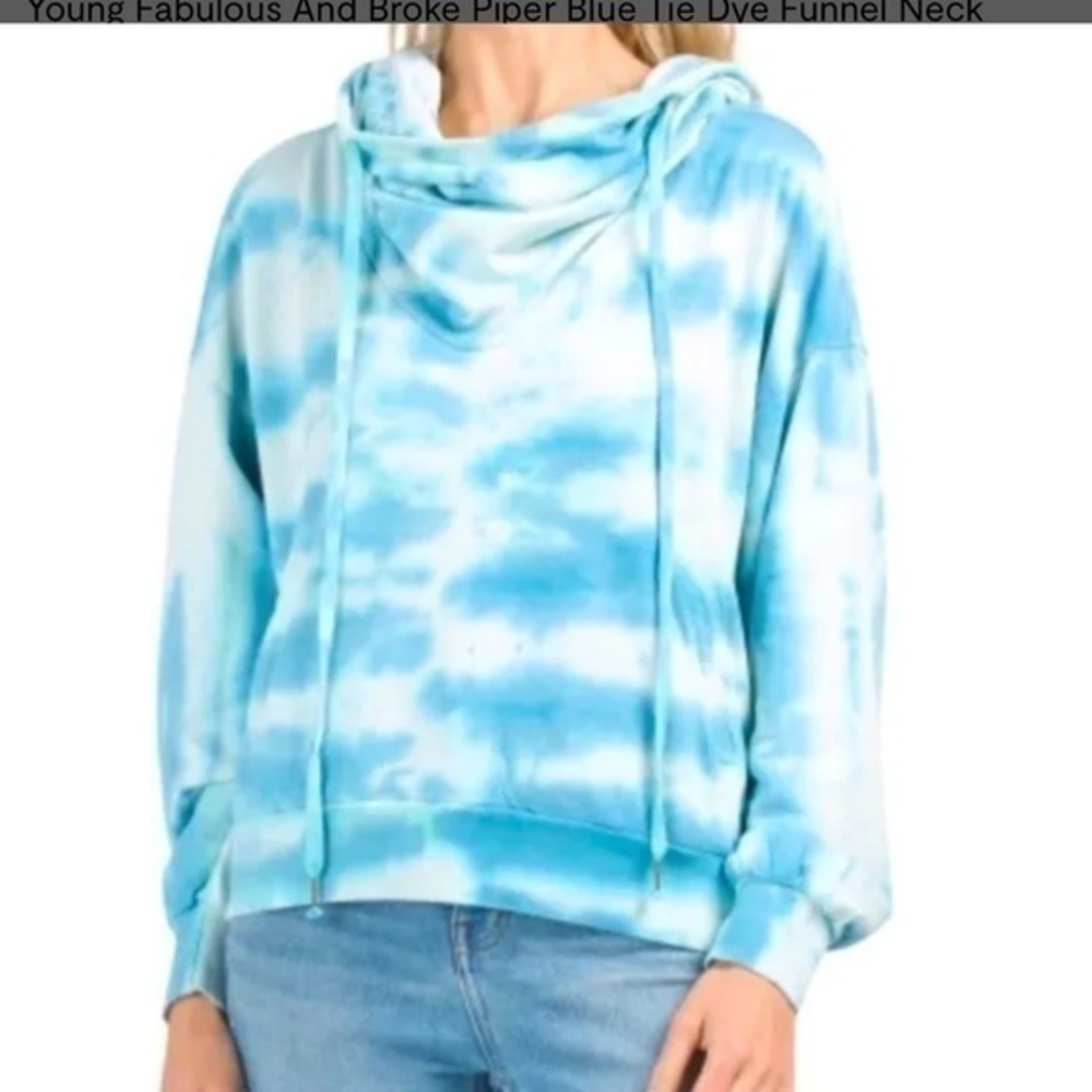 Young & Fabulous Tie Dye Funnel Neck Hoodie Sweatshirt
